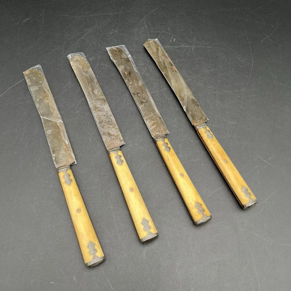 Set Of 4 Antique Bone Handle Knives 5